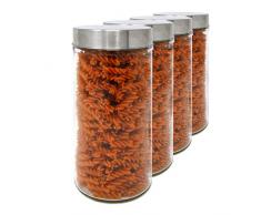 Luxury & Grace Set 4 Vorratsdosen aus Glas, 1,2 L (23x10 cm), Behälter mit Schraubverschluss.