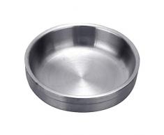 B Blesiya Servierplatte Frühstückstablett Rund Edelstahlteller Gastrotablett eckig Küchentablett - Silber 9cm, wie beschrieben