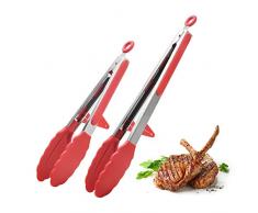 LATTCURE Grillzange 2er Set, Küchenzange, Edelstahl-Kochzangen, hitzebeständige Lebensmittelzange für Barbecue, Salat, Backen, Servieren, Buffet, Ofen, Brot, Nudeln