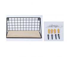 HEHUZZ Kreative Eisenkunst Wandregale, Wandkorb aus massivem Holz, Wandspeicherrahmen, Anti-Rost-Abfallkörbe, Llotype Plant Ausstellungsstand, 29.5cm*11cm*14cm