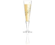 RITZENHOFF Champus Champagnerglas von Iris Interthal, aus Kristallglas, 200 ml, mit edlen Gold- und Platinanteilen, inkl. Stoffserviette