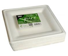 Papstar Pappteller / Einwegteller weiÃ, eckig pure (50 Stück) aus Zuckerrohr, 20 x 20 cm, geeignet für festliche Anlässe wie Geburtstage & Feiern, biologisch abbaubares Einweggeschirr, #84586