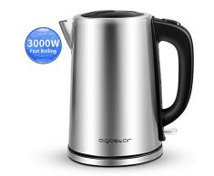 Aigostar Rob 30IGQ - Elektrischer Edelstahl Wasserkocher, 3000 Watt, 1,7 Liter, Strix Thermostat, Schnellkochfunktion, Abschaltautomatik mit Trockenschutz, BPA frei.