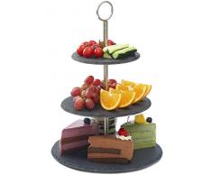 Praknu Schiefer Etagere 3-Stöckig - Standfest - Belastbar - Für Dessert und Obst