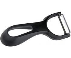 Fackelmann Ziehschäler 13,5 cm, Schäler mit sehr ergonomischem und leichtem Griff, hochwertiger Küchenhelfer mit Funktionsteil aus Edelstahl, geeignet für Obst und Gemüse aller Art (Farbe: Schwarz)