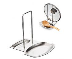 iZoeL Topfdeckelhalter Deckelhalter Deckelständer Löffelablage Ständer Halter Ablage für Topfdeckel und Kochlöffel aus Premium Edelstahl