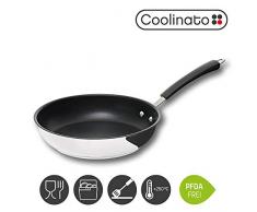 Coolinato Pfanne 24 cm beschichtet Edelstahl Bratpfanne für Gas Ceran Elektro Induktion