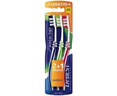 Dr.Best Hoch-Tief Zahnbürste, Mittel, Vorteilspack (2 + 1 Gratis), für eine gründliche Reinigung zwischen den Zähnen mit geschwungenem Bürstenprofil