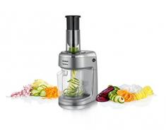 SEVERIN KM 3923 Elektrischer Spiral- und Gemüseschneider (80 W, 5 Messer-Einsätze) grau metallic/schwarz