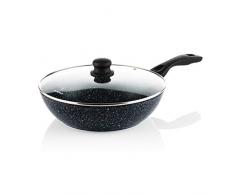 Westinghouse Wokpfanne Induktion - 30cm Wok Pfanne - mit Deckel - Schwarze Marmor