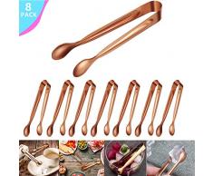 X SIM FITNESSX Zuckerzange, 8 Stück Zangen Candybar Edelstahl Eiszange Set, Eiswürfelzange für Süßigkeiten Candy Salat Spaghetti Servierzange in Hochzeit Party Bar Büfett Grill Picknick(Rosegold)