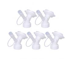 Cabilock 5 Stück Flaschenverschluss Sprinkler Doppelkopf Flasche Bewässerungsauslauf Bonsai Gießkanne für Indoor Sämlinge Gartengerät (Weiß)