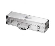 elasto Grillbesteck 3-Teilig Grillkoffer mit Name BBQ Koffer Personalisiert mit Wunsch-Gravur (Motiv 1)