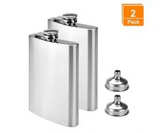 Willingood 2X Edelstahl Flachmann und Trichter, 8oz.227 ml | Geeignet zum Tragen von Alkohol
