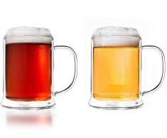 Creano doppelwandiges Bierglas 500ml, Thermoglas Beerglass, Bierkrug, Humpen (2X 500ml)