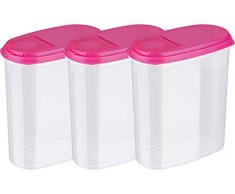 MiraHome Schüttdosen Streudosen Vorratsdosen 2l 3er Set pink Austrian Quality