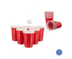 Relaxdays Beer Pong Becher, 50 Stück, stabiler Plastikbecher, Partybecher 16 oz, Trinkbecher Softdrinks u. Bier, rot