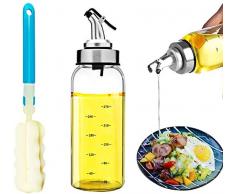 Öl sprüher olivenöl flasche,essig und öl spender ölflasche mit Einem 24cm Geschenkpinsel,300ML Ölsprüher Oil Sprayer Öl Sprüher Glas Flasche [mit Skala] für Kochen,Salat,Brot,BBQ,Pasta,Grill,Gewürz