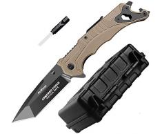 Klappmesser Extra Scharf 9Cr14MoV Edelstahl Messer geführt Werden Outdoor-Messer und Jagdmesser mit Anspitzer Pfeifen Flaschenöffner Schraubenzieher Glasbrecher Gurtschneider Taschenmesser