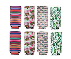 DEDC 8 Stück Bier Ärmel Bunte Neopren Bierkühler Bierhalter Bier Kühler Taschen Perfekt für 12oz Slim Getränk Bier Drink Bierdosen