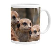 Merchandise for Fans Becher aus Keramik - 330 ml Motiv: Erdmännchen Familiengruppe (03)