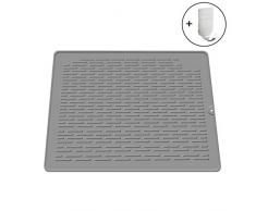 JXJFOZ Abtropfmatte Silikon Spülbeckenmatte Große Abtropfunterlage 45x40 cm Geschirr Trockenmatte Hitzebeständig für Küche Arbeitsplatte Grau, XL Size