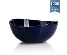 Sweese 104.003 Salatschüssel aus Porzellan, 1000 ml, Verwenden Sie als Salatschale, Müslischale, Suppenschale, Rührschale, Servierschale, Dunkelblau