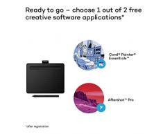 Wacom Intuos S schwarz Stift-Tablett - Mobiles Zeichentablett zum Malen & für Fotobearbeitung mit druckempfindlichem 4K Stift und 1 kostenlosen Softwaredownload * - Kompatibel mit Windows & Mac