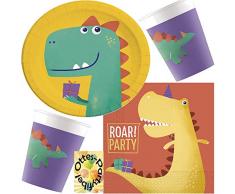 HHO Dino-Saurier-Party-Set Roar 36tlg. für 8 Gäste Teller Papp-Becher Servietten