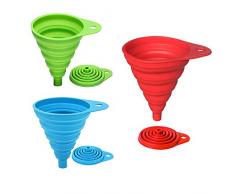 AMZANDY NEW Trichter Silikon Faltbarer Trichtersatz 3 Stück, Lebensmittelecht ,Hitzebeständig -40°C - +230°C für Küche, Haushalt und Auto