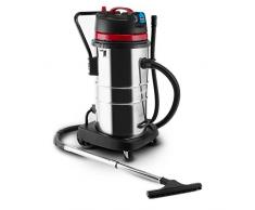 Klarstein Reinraum Industriesauger - Nasssauger, Trockensauger, 60 Liter, 2000 Watt, Schutzabschaltung, HEPA-Filter, integrierte Steckdose, Edelstahl-Behälter, IP44, silber-rot