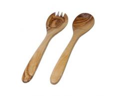 Olivenholz Salatbesteck Salat Besteck ca. 35 cm mit schöner Maserung Unikate aus Oliven Holz