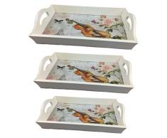 HOLZTABLETT Geige 3 er Set LN47-4 SERVIERTABLETT BETTTABLETT TABLETT Holz SERVIERPLATTE