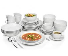 Sänger Geschirrservice New Port aus Porzellan 36 teilig | Geschirrset beinhaltet Speise-, Suppen- und Dessertteller, Tassen mit Untertassen sowie Schalen | Hochwertiges Porzellanservice für 6 Personen