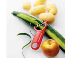 Victorinox Sparschäler mit Ausstecher, Klinge aus rostfreiem Stahl, Ergonomischer Griff, Spülmaschinengeeignet, rot