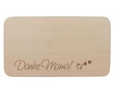 meinbecher Frühstücksbrett aus Holz mit Gravur, Danke Mama als süße Geschenkidee zum Muttertag, Brotzeitbrett aus Holz, Geschenk für die Beste Mama