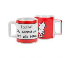 Sheepworld Wortheld Tasse 42031, mit Spruch Lächle, Porzellan, Rot