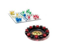 Relaxdays 2 TLG Trinkspiele Set, Drinking Ludo, Trink-Roulette, Saufspiel, Party-Spiel, Schnaps-Roulette, Erwachsene, je 16 Gläser