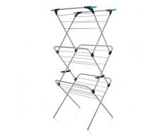 Minky 3 Stufen Plus ausklappbarer Wäscheständer, - Chrom Blau / Silber