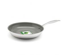 GreenChef Bratpfanne Induktion-s-Pfanne Keramik-Beschichtung spülmaschinen-geeignet, Edelstahl, silber, 28 cm