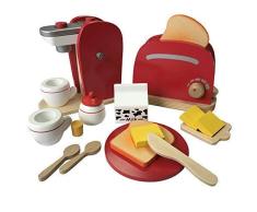 TikTakToo Frühstücksset Kinder Kaffemaschine Toaster Spielset aus Holz mit viel Zubehör für das erste Frühstück passend zu Allen Kinderspielküchen Kinderküchen Spielzeug (Kaffemaschine & Toaster Set)