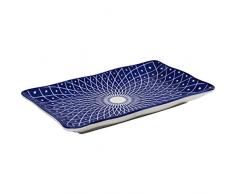 Kare Speiseplatte Blu Ora Rectangular, Abmessungen: 20 x 12 x 2,5 cm, Material: Porzellan, als Tablett, Servierplatte oder Deko-Platte, spülmaschinenfest und mikrowellengeeignet