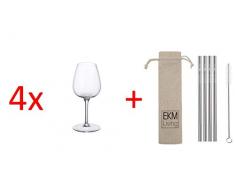 Villeroy & Boch Purismo Specials Süß-/Dessertweinkelch 4 Stück Nr. 1137810120 und 4er Set EKM Living Edelstahl Strohhalme