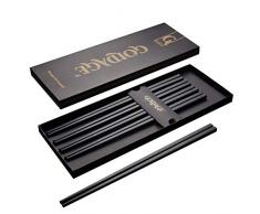 Goldage 5 Paar Essstäbchen aus Fiberglas, spülmaschinenfest (Japanischer Minimalismus - Schwimmend Blumen)