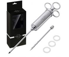 SILBERTHAL Bratenspritze Marinierspritze Edelstahl - Set inklusive 2 Nadeln zum Marinieren vom Braten, Weihnachtsgans, Gebäck, Pulled Pork