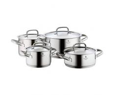 WMF Gourmet Plus Topfset 4-teilig, Cromargan Edelstahl mattiert, Töpfe mit Metalldeckel, Induktionstöpfe, Topf Induktion, Innenskalierung, Dampföffnung, unbeschichtet