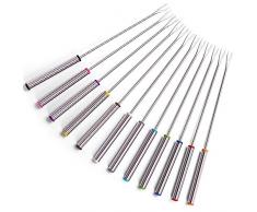 AMACOAM Fonduegabeln Edelstahl Käsefondue Gabeln Spülmaschinenfest Fondue Gabeln 24 cm Spieße Fondue Gabel mit Hitzebeständigem Griff für Käse Fleisch Obst Schokolade Springbrunnen Käsegabeln 12 Stück