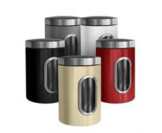 casa pura Trendige Vorratsdose Scatola zur Aufbewahrung von Mehl Zucker Müsli Kaffee Tee | Metalldose mit luftdichtem Deckel | Großes Sichtfenster | In 5 Farben (3er Set, weiß)