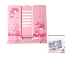 LHKJ Niedlich Karikatur Leseständer für Kinder,Klappbare Metall Leseständer Einstellbare Kochbuchständer(Rosa)