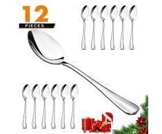 Elegant Life 12-Piece Dinner löffel, 7,2 Zoll Japan-Edelstahl Suppenlöffel, Spiegelpoliert, Modernes Besteck, Servicelöffel für Zuhause, Küche, Party, Restaurant